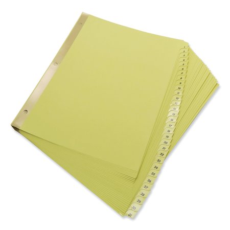 Universal Preprinted Plastic Coated Tab Dividers, 31-Tab, 1-31, 11 x 8.5, Buff UNV20813